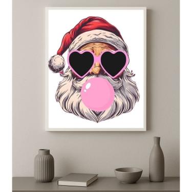 Imagem de Quadro Engraçado Papai Noel Bubble Gun 33x24cm