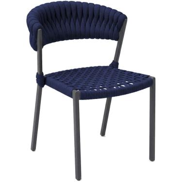 Imagem de Cadeira Laguna Corda Náutica Em Alumínio área Trama Azul Marinho