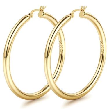 Imagem de Brincos de argola Besteel em prata esterlina 925 preenchida com ouro 1