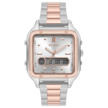 Imagem de Relógio Euro Feminino Ref: Eubj3890aau/4j Anadigi Retangular Bicolor