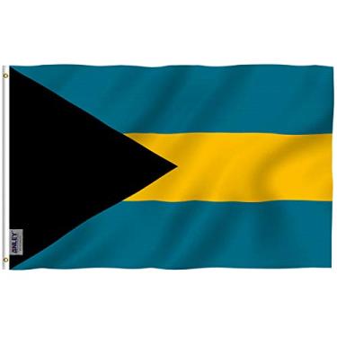 Imagem de Bandeira da Bahamas de ANLEY Fly Breeze 3x5 pés - cores vivas e resistente ao desbotamento por UV - bandeiras das Caraíbas das Bahamas com ilhós de latão de 3 x 5 pés