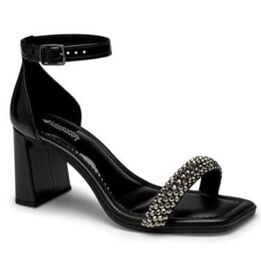 Imagem de Sandália Salto Enfeite Pewter Mississipi MF393 Feminina - Preta-Feminino