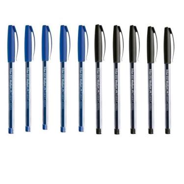 Imagem de 10 Caneta Esferográfica Faber Castell Cores 5 Azul 5 Preta escolar esc