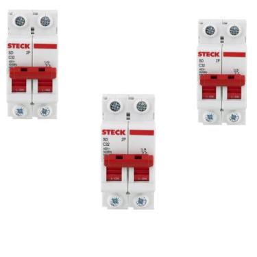 Imagem de Kit3 disjuntor bipolar 32a - steck