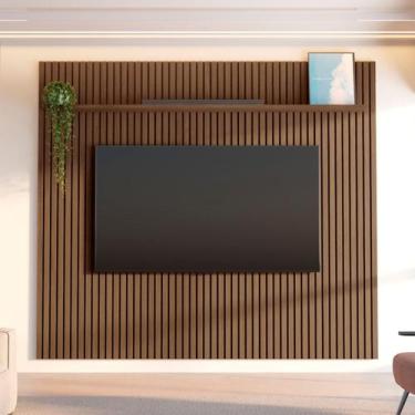 Imagem de Painel Ripado para TV até 85 Polegadas 100% MDF 230,5cmx250cm Aloe Cab