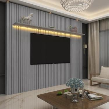 Imagem de Painel Ripado para TV até 90 Polegadas com LED 100% MDF 230cmx250cm No