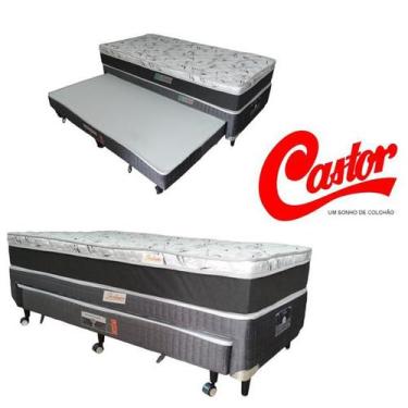 Imagem de Bicama Solteiro King Castor Silver Star Espuma D28 Cinza + Colchão Mol