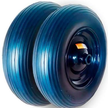 Imagem de Roda Maciça Listrada com Rolamento Rolete 350-8 Eixo 1" - Kit 2 Unidad