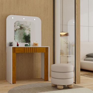 Imagem de Penteadeira Camarim Make 1 Gaveta com Divisória e Led Branco/Naturallle - Panorama Móveis