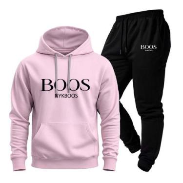 Imagem de Conjunto Moletom Boosnyk Calça Blusa de Frio Capuz Bolso Canguru Uniss