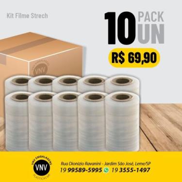 Imagem de Kit Mini filme Stretch 100x25 (10unidades) - VNV embalagens Plásticas