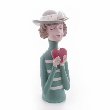 Imagem de Figura Decorativa Wolff Resina Boneca C/coração 14x10x22cm
