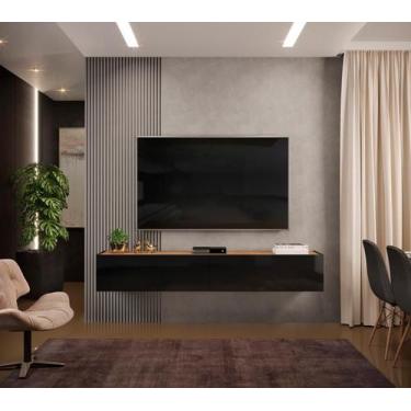 Imagem de Rack suspenso future 1,80m cool home preto/nature - DJ MOVEIS