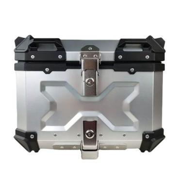 Imagem de Bau de moto traseiro 55 litros universal aluminio anti-roubo prata - T