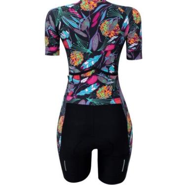 Imagem de Macaquinho de Ciclismo Feminino Márcio May Slim Fit Ocean Leaves, G