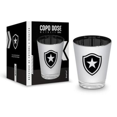 Imagem de Copo Dose BrasFoot Vidro Licenciado Metálic Botafogo de Futebol e Rega