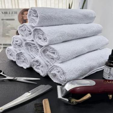 Imagem de Kit 08 Toalhas de Rosto Felpuda Linha Salao Profissional 44cmx75cm 100% Algodao 310g-m2 Branco Margex