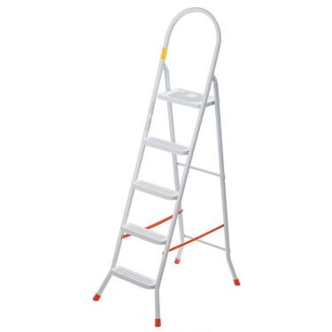 Imagem de Escada Doméstica Maxiutil 5 Degraus Branco Fixa para Uso Residencial Utimil Industrial