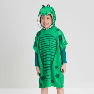 Imagem de Roupão Poncho de Praia Infantil com Capuz Jacaré Verde Posy Up Baby