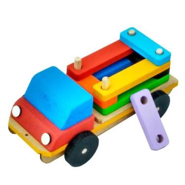 Imagem de Caminhão Educativo Pedagógico com 6 Toras Coloridas em MDF - TRALALA
