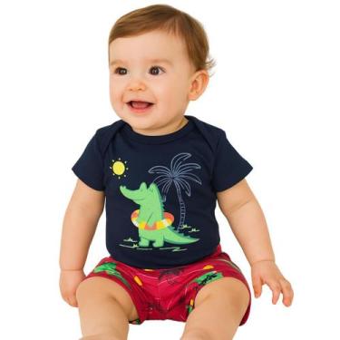 Imagem de Conjunto Bebê Menino Body e Shorts Kyly, 3 a 6 meses, Marinho