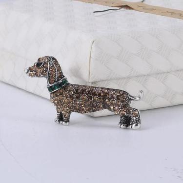 Imagem de Broches De Dachshund Com Strass Para Mulheres, Pins De Lapela Unissex,