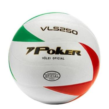 Imagem de Bola De Volei Poker Semi Profissional Vls250, Branco, Vermelho, Verde,