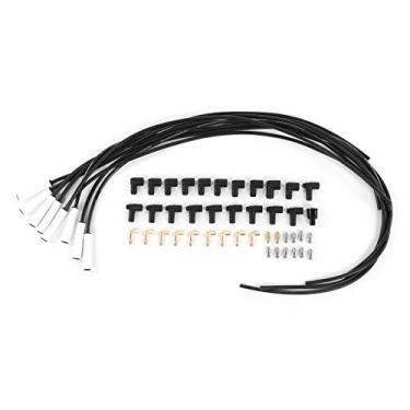 Imagem de Qiilu Kit de fios de vela de ignição de 8 mm, conjunto de fios de vela de ignição universal 9002C, bota de cerâmica de 135° com terminal de aço inoxidável