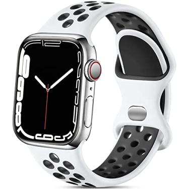 Imagem de Lerobo Compatível com Apple Watch Band 40 mm, 41 mm, 38 mm, para mulheres e homens, pulseira esportiva de silicone macio para iWatch SE, 8 7, Series 6, Series 5 4, Series 3, Series