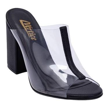 Imagem de Mule Feminino Salto Grosso Com Transparência - Preto 34