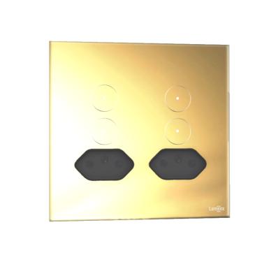 Imagem de Interruptor De Luz Touch Tok Glass 4 Botões+2Tom Dourado Lumenx