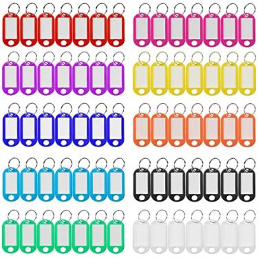Imagem de Etiquetas de chave de plástico 220 peças, 10 etiquetas de chave com janela de etiqueta dividida, etiquetas de identificação de chave para etiqueta de nome, etiqueta de chaveiro, etiquetas de bagagem