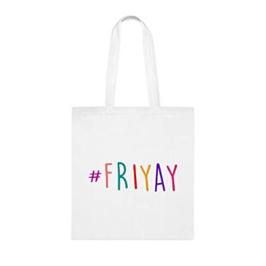 Imagem de Sacola Friyay, presente Friyay, bolsa de ombro Friyay, bolsas reutilizáveis Friyay, ideia de presente de cesta de Natal de aniversário, presente para ela, presente para ele, bolsa feminina, Branco