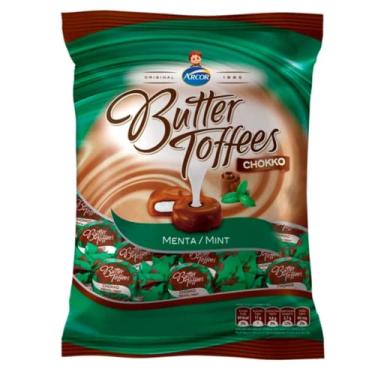 Imagem de Bala Butter Toffees Chocolate Chokko Menta Arcor Pacote 500g