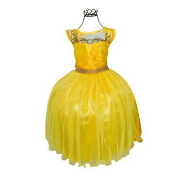 Imagem de Vestido De Luxo Bela E A Fera Amarelo Coroa E Luva 2109 - Loripop