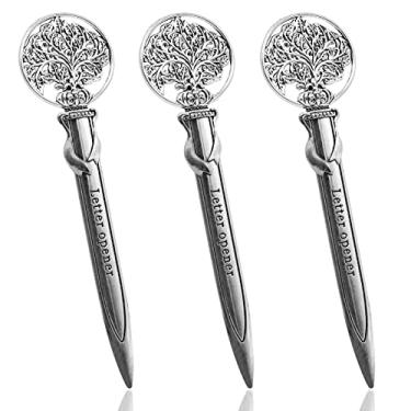 Imagem de BEIJITA Abridor de cartas, abridor de envelope de metal, abridor de correio retrô, abridor de carta de escritório, faca de aço premium, abridores de cartas, matador de envelope para casa/escritório (árvore prateada)