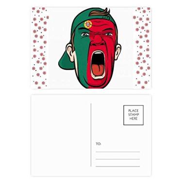 Imagem de Bandeira de Portugal Boné de maquiagem facial cabeça gritando Natal flor celebração cartão postal bênção cartão postal