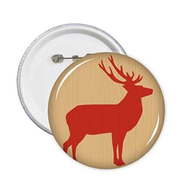 Imagem de Alfinetes de grão de madeira vermelha de veado com botão de emblema para decoração 5 peças