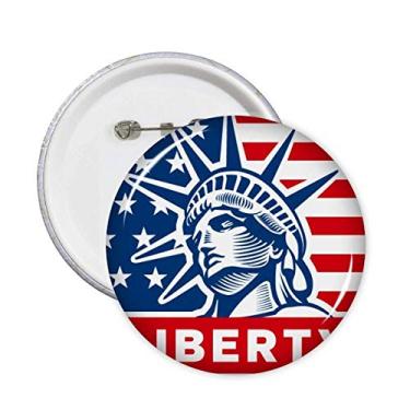 Imagem de Bandeira americana com estátua da liberdade padrão pinos crachá botão emblema acessório decoração 5 peças
