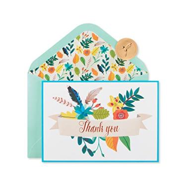 Imagem de Papyrus Cartões de agradecimento com envelopes, faixa floral (12 unidades)