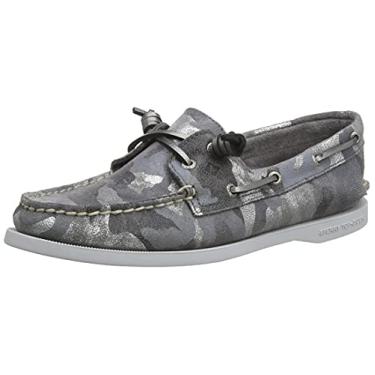 Imagem de Sperry Sapato náutico feminino autêntico original Vida, Camuflagem cinza, 36