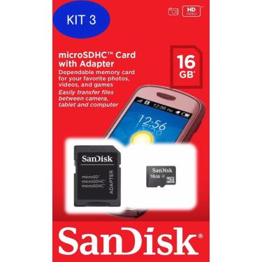 Imagem de Kit 3 Cartão de Memoria Sd Card/Micro 16gb Sandisk