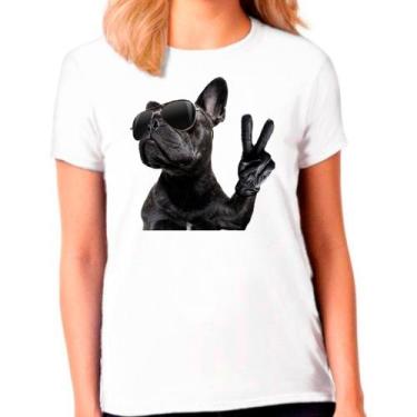 Imagem de Camiseta Buldog Francês Cachorro Pet Dog Branca Feminina06 - Design Ca