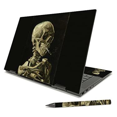 Imagem de MightySkins Skin compatível com HP Envy x360 15" (2021) - Caveira com cigarro | Capa protetora de decalque de vinil durável, exclusiva | Fácil de aplicar | Feito nos EUA