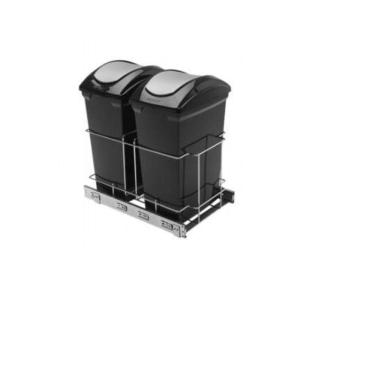 Imagem de Lixeira Para Cozinha Deslizante Dupla Cesto 15 L Preta Giosul