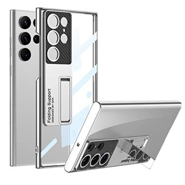 Imagem de Estojo transparente para Samsung Galaxy S23 Ultra / S23plus Bracket Protective Phone Cover for Sansung S23ultra Plating Cases, Silver, For Galaxy S23