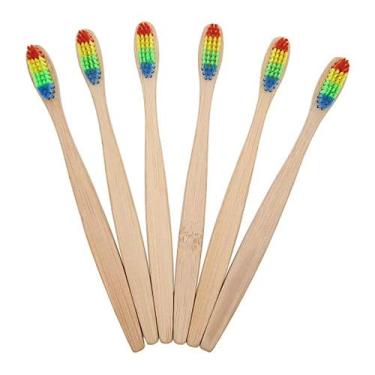 Imagem de Escovas De Dente Ecológica Cabo De Bambu Pack C/10 Coloridas