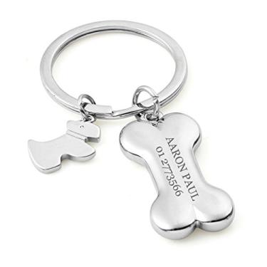 Imagem de Pacote com 10 chaveiros de identificação para cães e ossos com chaveiro personalizado, memorial para animais de estimação, gravados, llaveros personalizados