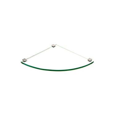 Imagem de Porta Shampoo de Canto Curvo em Vidro Incolor Lapidado - Aquabox - 25cmx25cmx8mm