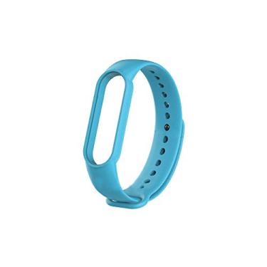 Imagem de Pulseira extra compatível com relógio Xiaomi MI Band 5,6 e 7 - Cores qualidade premium silicone flexível (Azul cielo)